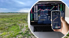 JNCC Landscape picture of field in the background with an image of a laptop and phone over the top of it in a circle