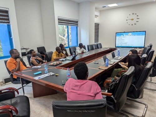 OCPP sit down in a meeting room with the University of Cape Coast to discuss the MPA short course. February 2025. ©JNCC/OCPP